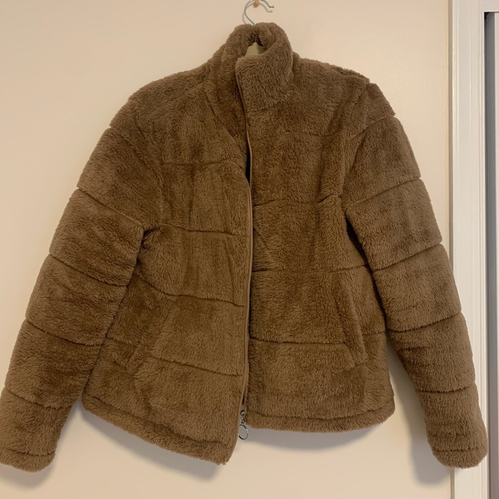 Pink Lily Brown Faux Fur Jacket